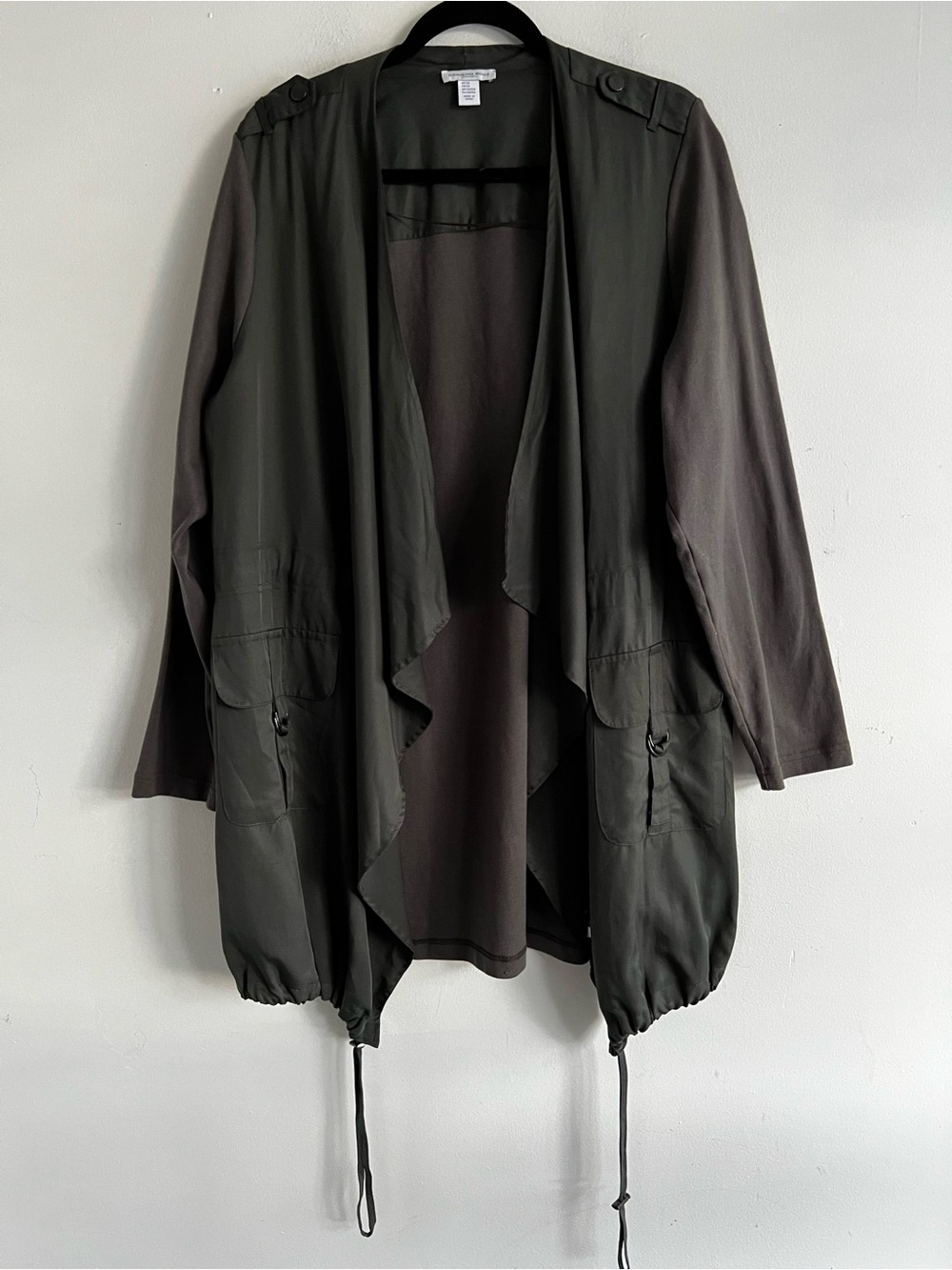 Carolina Belle Olive Green Draped Utility Jacket